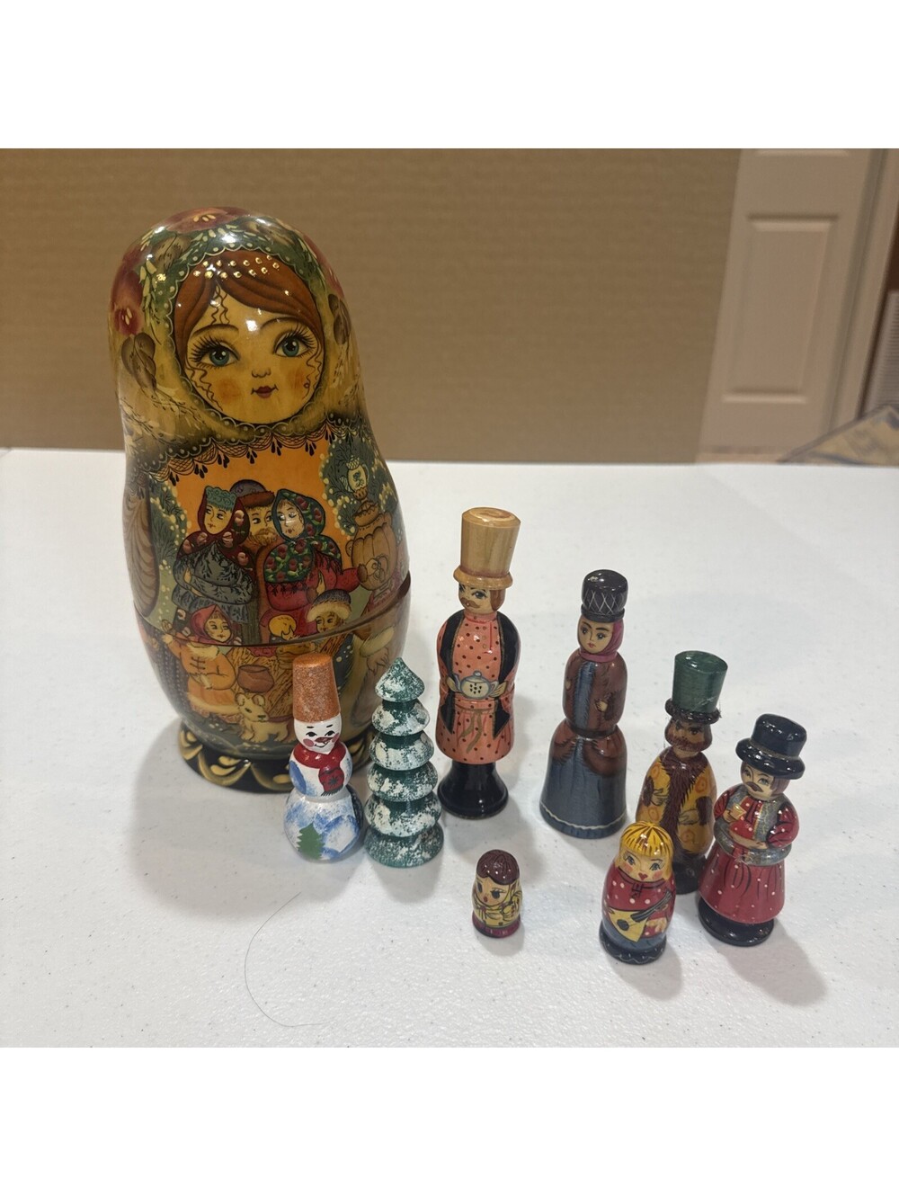 vintage Russian Christmas matryoshka nesting doll set- Rare [COPY]
